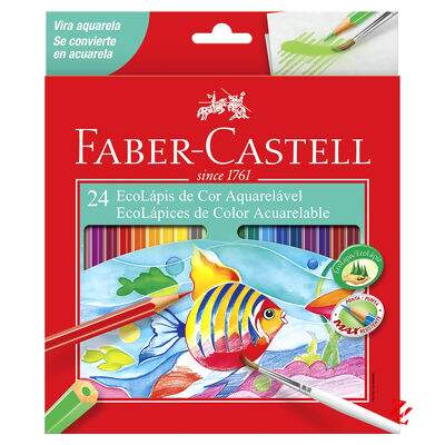 Lápis de Cor Aquarelável EcoLápis (24 Cores) Sextavado Faber-Castell
