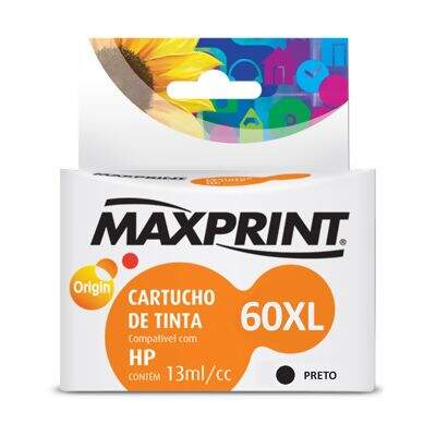 Cartucho de Tinta Compatível HP 60XL Maxprint (13ml) Preto (CC641WL)