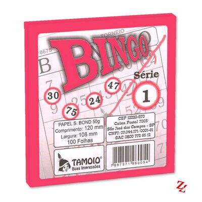 Bloco de Bingo Colorido Papel Super Bond Rosa PT 15 UN Tamoio (6004)