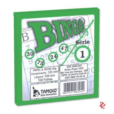 Bloco de Bingo Colorido Papel Super Bond Verde PT 15 UN Tamoio (6003)