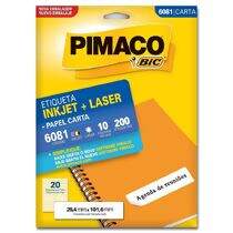 Etiqueta Adesiva Carta Inkjet + Laser 6081 (25,4 x 101,6 mm) c/20 CL 10 UN Pimaco