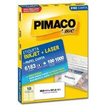 Etiqueta Adesiva Carta Inkjet + Laser 6183 (50,8 x 101,6 mm) c/10 CX 100 UN Pimaco