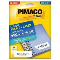 Etiqueta Adesiva Carta Inkjet + Laser 6082 (33,9 x 101,6 mm) c/14 CL 10 UN Pimaco