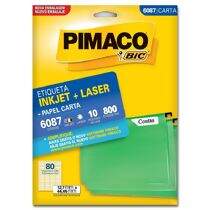 Etiqueta Adesiva Carta Inkjet + Laser 6087 (12,7 x 44,45 mm) c/80 CL 10 UN Pimaco