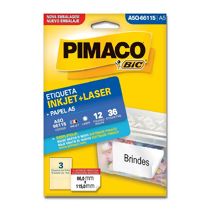 Etiqueta Adesiva A5 Inkjet + Laser A5Q-66115 (66,0 x 115,0 mm) c/03 CL 12 UN Pimaco 