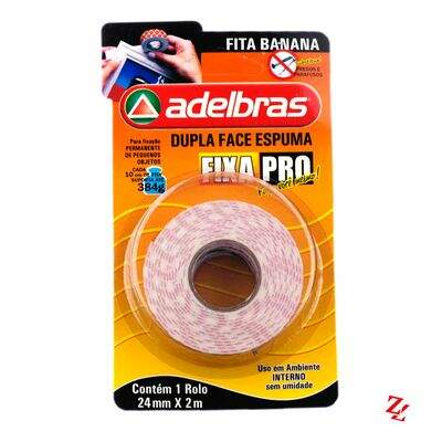 Fita Adesiva Dupla Face Espuma Fixa Pro (24 mm x 2,0 m) Adelbras