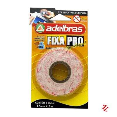 Fita Adesiva Dupla Face Espuma Fixa Pro (12 mm x 2,0 m) Adelbras