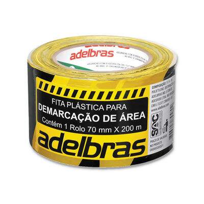 Fita para Demarcação de Área da Adelbras (70 mm x 200 m) Zebrada