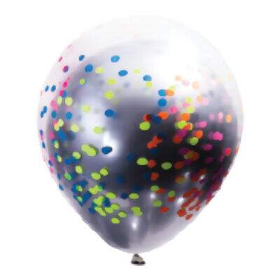 Bexiga de Látex (10") Chromium Double Mix Confetti Neon PT 12 UN Balloontech