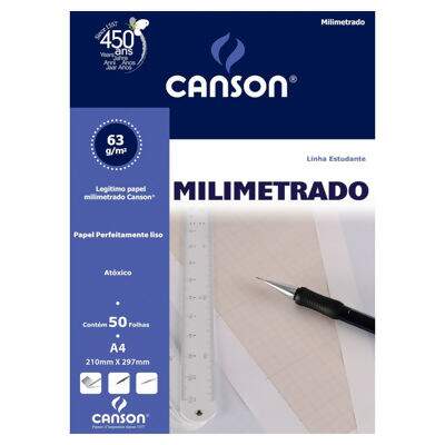 Bloco de Papel Milimetrado A4 (50 Folhas) 63g/m² Canson