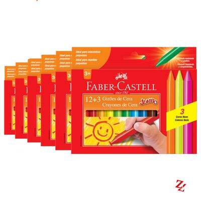 Giz de Cera Jumbo (12 Cores + 3 Neon) PT 06 UN Faber-Castell
