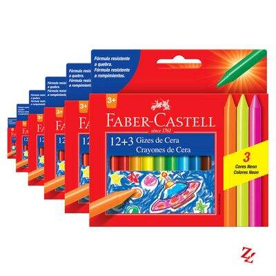 Giz de Cera (12 Cores + 3 Neon) PT 06 UN Faber-Castell