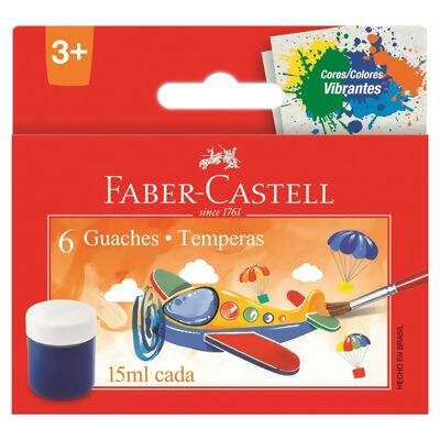 Tinta Tempera Guache (15ml) 6 Cores Faber-Castell