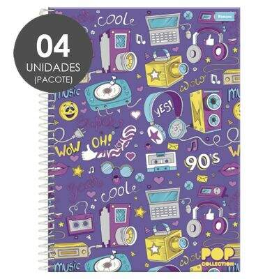 Caderno Espiral Universitário Capa Dura 1 Matéria (96 Folhas) Pop Collection PT 04 UN Foroni