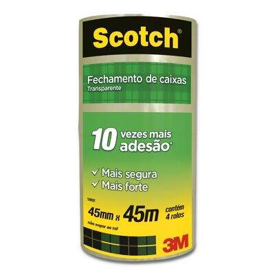 Fita Adesiva para Empacotamento Scotch (45 mm x 45 m) Transparente PT 04 UN 3M