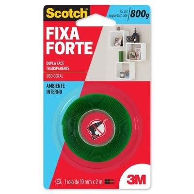 Fita Adesiva Dupla Face Transparente Scotch Fixa Forte (19 mm x 2 m) 3M