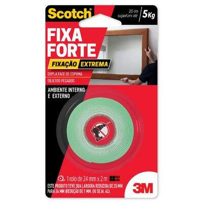 Fita Adesiva Dupla Face Espuma Scotch Fixa Forte Extrema (24 mm x 2 m) 3M