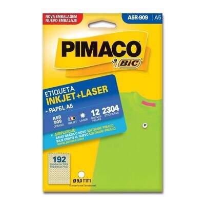 Etiqueta Adesiva A5 Inkjet + Laser A5R-909 (9,0 mm) c/192 CL 12 UN Pimaco 