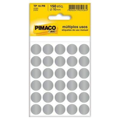 Etiqueta Adesiva para Identificação Pimaco Multiuso TP16 PR (16 mm) Prata c/150