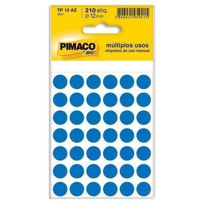 Etiqueta Adesiva para Identificação Pimaco Multiuso TP12 AZ (12 mm) Azul c/210