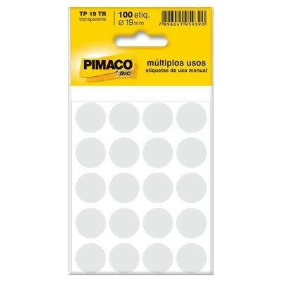 Etiqueta Adesiva para Identificação Pimaco Multiuso TP19 TR (19 mm) Transparente c/100