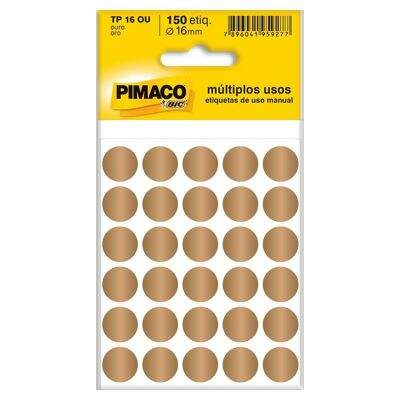Etiqueta Adesiva para Identificação Pimaco Multiuso TP16 OU (16 mm) Ouro c/150