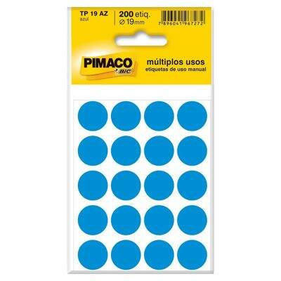 Etiqueta Adesiva para Identificação Pimaco Multiuso TP19 AZ (19 mm) Azul c/200