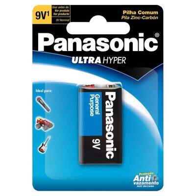 Bateria Comum 9V (6LR61) Quadrada Panasonic