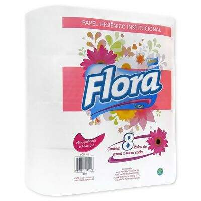 Papel Higiênico Institucional Folha Luxo Rolão (300m) Branco PT 08 UN Flora