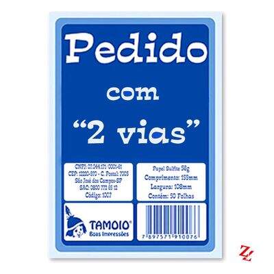 Bloco de Pedido PT 20 UN Tamoio 1/8 (108 x 155 mm) 2 Vias R1007