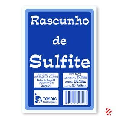 Bloco de Rascunho Sulfite PT 20 UN Tamoio 1/8 (109 x 156 mm) R1040