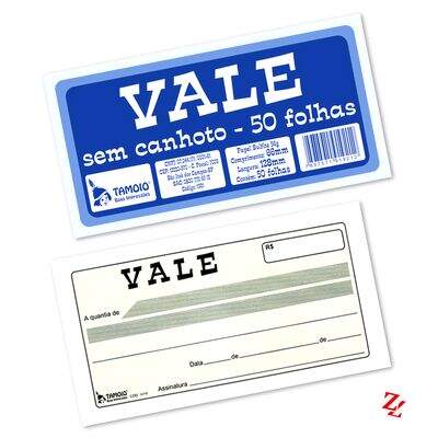 Bloco de Vale sem Canhoto PT 20 UN Tamoio 50 folhas R1921