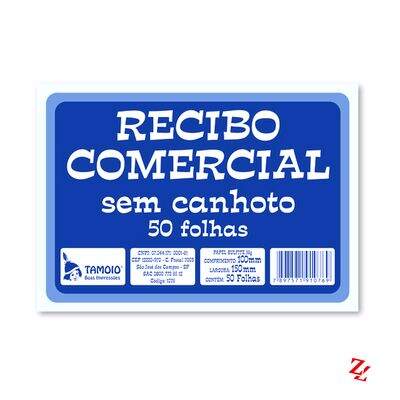 Bloco de Recibo Comercial sem Canhoto PT 20 UN Tamoio R1076 50 Folhas