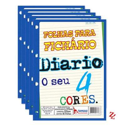 Bloco para Fichário (4 Furos) 96 Folhas Coloridas Diário PT 05 UN Tamoio