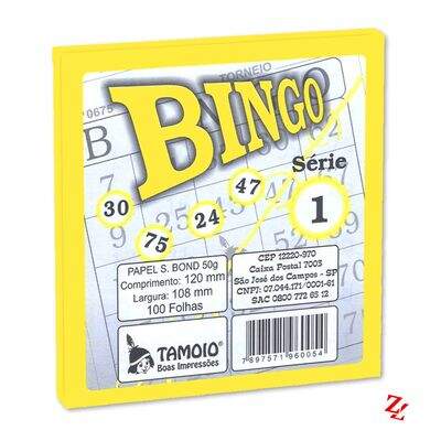 Bloco de Bingo Colorido Papel Super Bond Amarelo PT 15 UN Tamoio (6005)