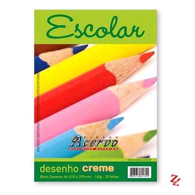 Bloco de Papel para Desenho A4 (20 Folhas) 140g/m² Creme PT 10 UN Visitex