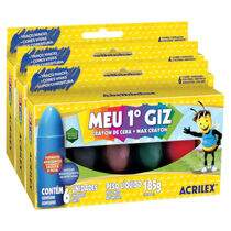 Giz de Cera (6 Cores) Meu Primeiro Giz Abelhinhas PT 03 UN Acrilex