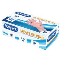 Luva de Vinil com Pó Descartável Transparente (P) Pequena CX 100 UN Bompack