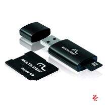 Cartão de Memória microSDHC 8GB + Adaptador SD e USB MC058 Multilaser