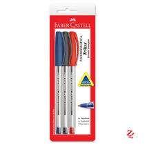 Caneta Esferográfica Trilux Média (1.0 mm) Azul + Preta + Vermelha Faber-Castell