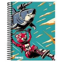 Caderno Espiral Universitário Capa Dura 10 Matérias (200 Folhas) Fortnite Foroni