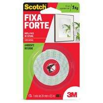 Fita Adesiva Dupla Face Espuma Scotch Fixa Forte (24 mm x 1,5 m) 3M