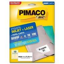 Etiqueta Adesiva Carta Inkjet + Laser 8099F (46,56 x 77,79 mm) c/10 CL 10 UN Pimaco