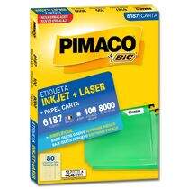 Etiqueta Adesiva Carta Inkjet + Laser 6187 (12,7 x 44,45 mm) c/80 CX 100 UN Pimaco