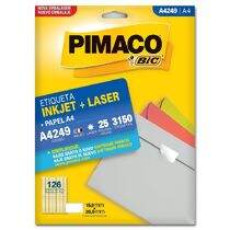Etiqueta Adesiva A4 Inkjet + Laser A4249 (15,0 x 26,0 mm) c/126 CL 25 UN Pimaco