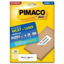 Etiqueta Adesiva  A4 Inkjet + Laser A4263 (38,1 x 99,0 mm) c/14 CL 25 UN Pimaco