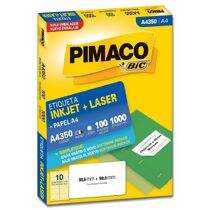Etiqueta Adesiva  A4 Inkjet + Laser A4350 (55,8 x 99,0 mm) c/10 CX 100 UN Pimaco