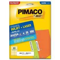 Etiqueta Adesiva  A4 Inkjet + Laser A4254 (25,4 x 99,0 mm) c/22 CL 25 UN Pimaco