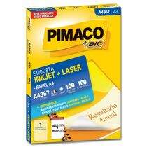 Etiqueta Adesiva A4 Inkjet + Laser A4367 (288,5 x 200,0 mm) c/01 CX 100 UN Pimaco