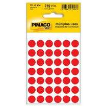 Etiqueta Adesiva para Identificação Pimaco Multiuso TP12 VM (12 mm) Vermelho c/210